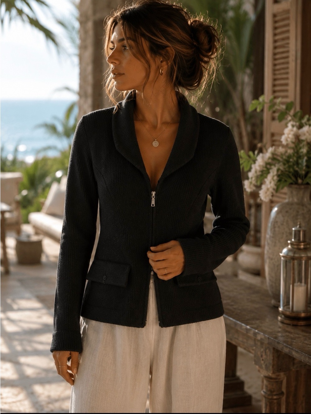St. John Basics Women's Black Knit Jacket